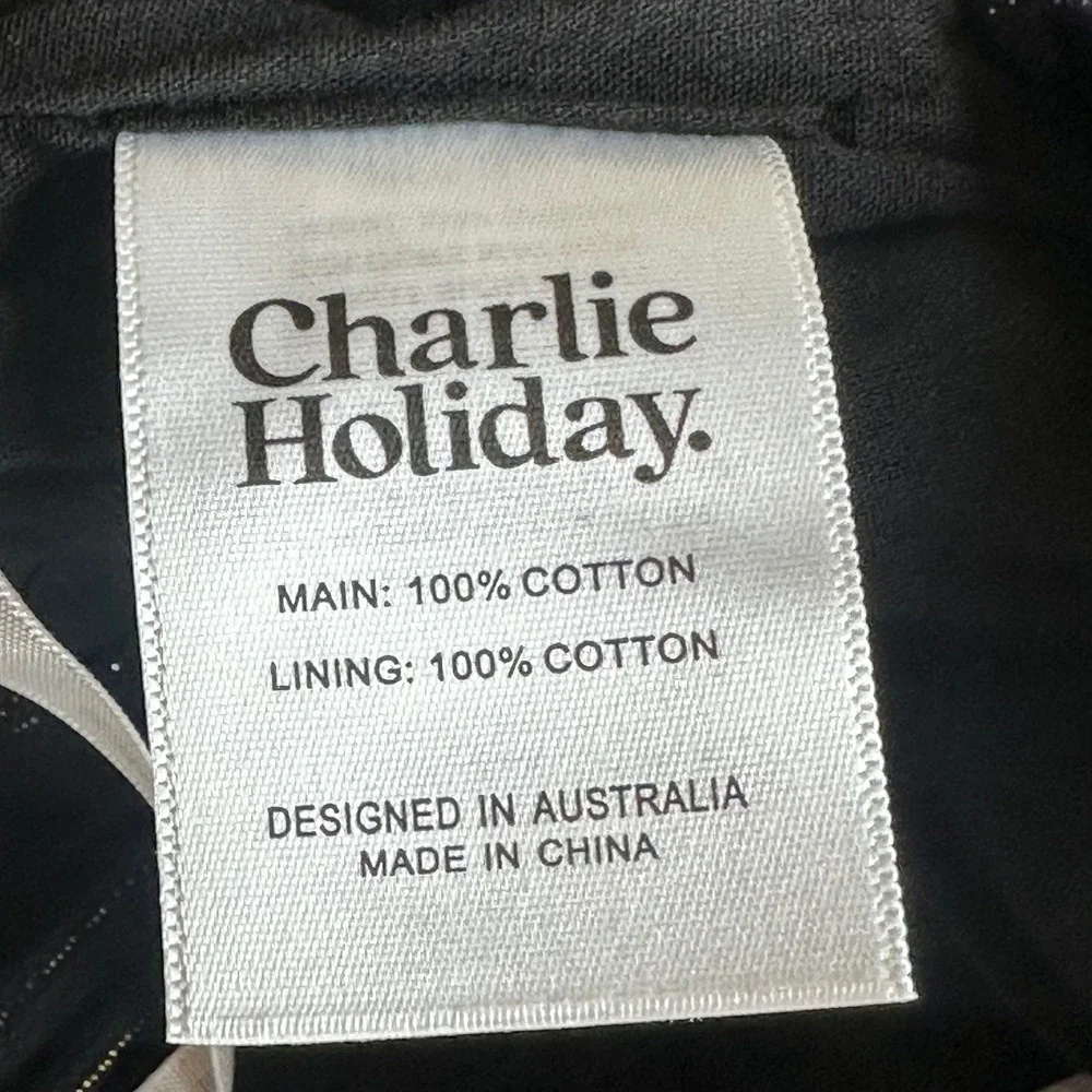 Charlie Holiday Madonna Shorts Black Lurex Pinstripe Paperbag Waist Size 2 NEW